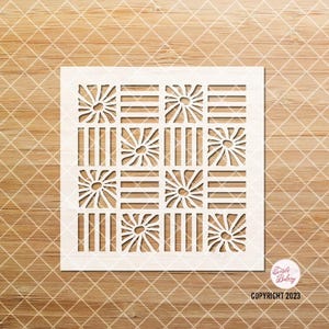 Boho Floral Stencil, Plaid Stencil, Floral Stripe Stencil, Wall Stencil, Clay Stencil, Texture Stencil, Craft Stencil, Card-making, Tile