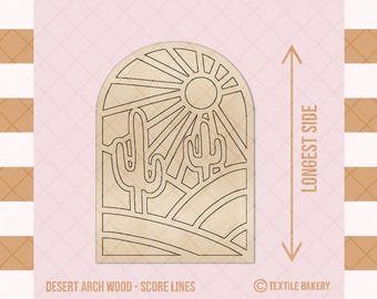 Desert Wood Design for Jewerly, Wood Crafts, Arch Wood Desert, Cactus Wood Craft, DIY Wood Blanks for Crafting - Unfinished Wood for Crafts