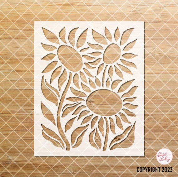 Floral Stencil, Sunflower Stencil, Flower Stencil, DIY Stencil, Gift For Crafter, Stencil For Painting, Craft Stencil, Cute Stencil, DIY