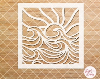 Wave Stencil, Ocean Stencil, Surf Stencil, Water Stencil, Journal Stencil, Reusable Stencil, Craft Stencil, Summer Stencil, Painting Stencil