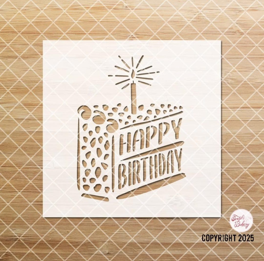 Happy Birthday Stencil, Birthday Stencil, Cake Stencil, Birth Stencil