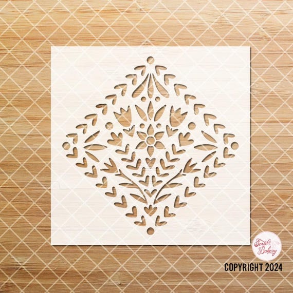 Damask Floral Tile Stencil, Floral Stencil, Medallion Tile Stencil, Floor Tile Stencil, Reusable Stencil, DIY Stencil, Flower Stencil