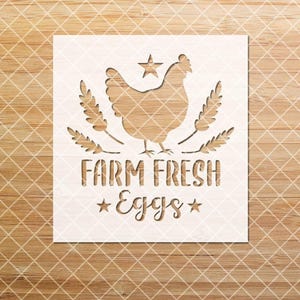 Farm Fresh Eggs Stencil, Farm Stencil, Barn Stencil, Farm House Stencil, Farm Life Stencil, Fresh Eggs Stencil, Chicken Stencil, DIY, Craft