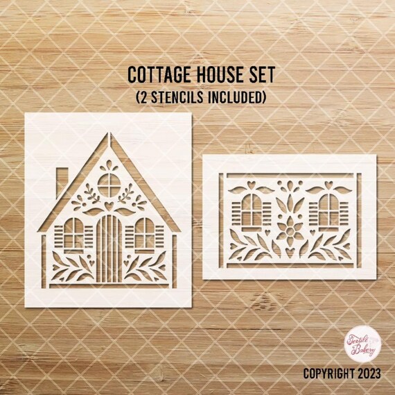Cottage House Stencil Set, House Stencil, Gingerbread House Stencil, Cottage-core Stencil, Home Stencil, Scrapbook Stencil, Craft Stencil