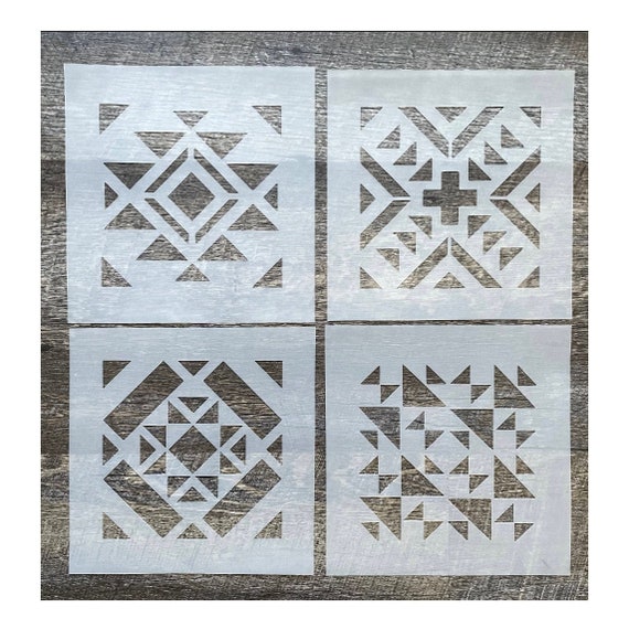 Quilt Barn Bundle Stencils Includes all 4 Stencils, Silhouette Stencil, Quilt Stencil, Tile stencil, DIY Stencil, Stencil, Geometric Stencil