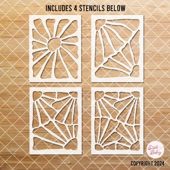 Retro Floral Stencil Bundle, 70s Stencil, Sun Stencil, Boho Stencil, Craft Stencil, DIY Stencil, Stencil for Painting, Floral Stencil Set