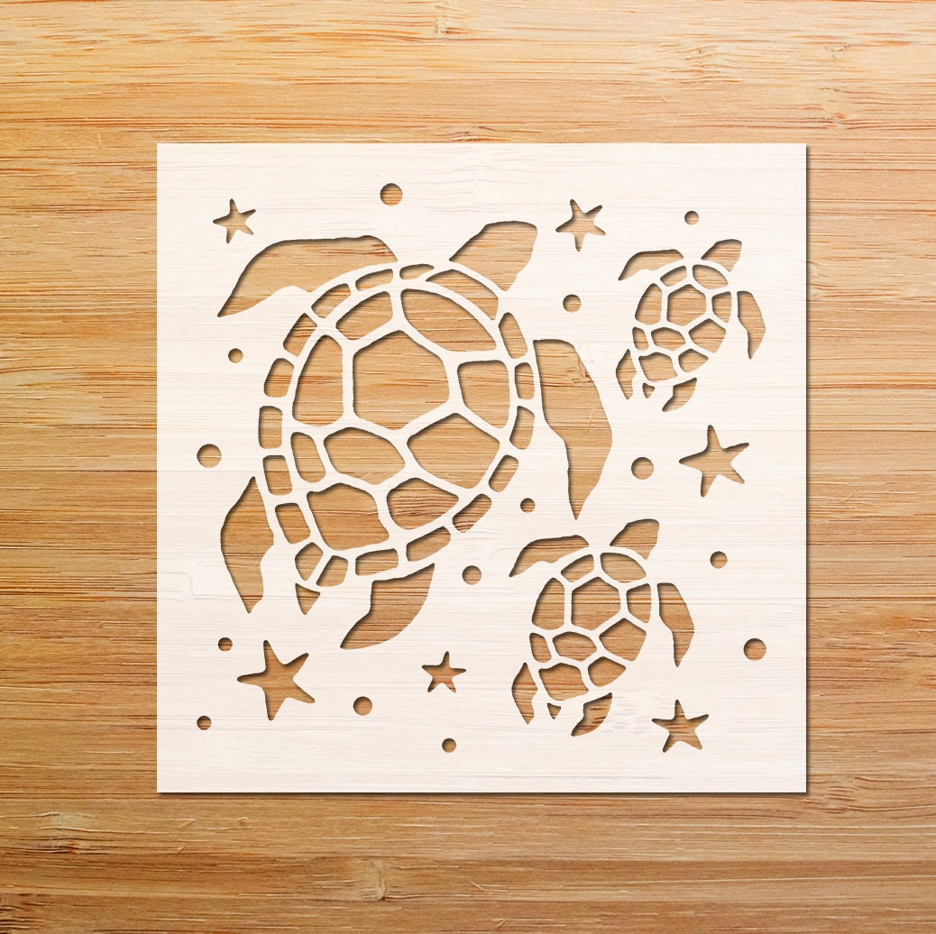 Sea Turtle Family Stencil Sea Turtle Nautical Stencil - Etsy