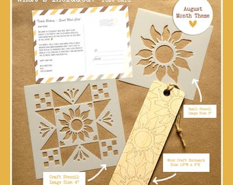 Snail Mail Craft Club – Monthly Themed Handcrafted Wood Craft & Stencil • Folk-Art Mail Kit • Creative Pen Pal Mail - Monthly Subscription