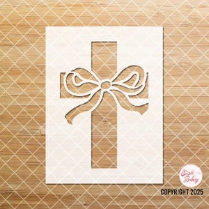 Cross with ribbon Stencil, Cross Stencil, Religion Stencil, Cross with Florals Stencil, Easter Stencil, Reusable, Home Decor Stencil, Craft
