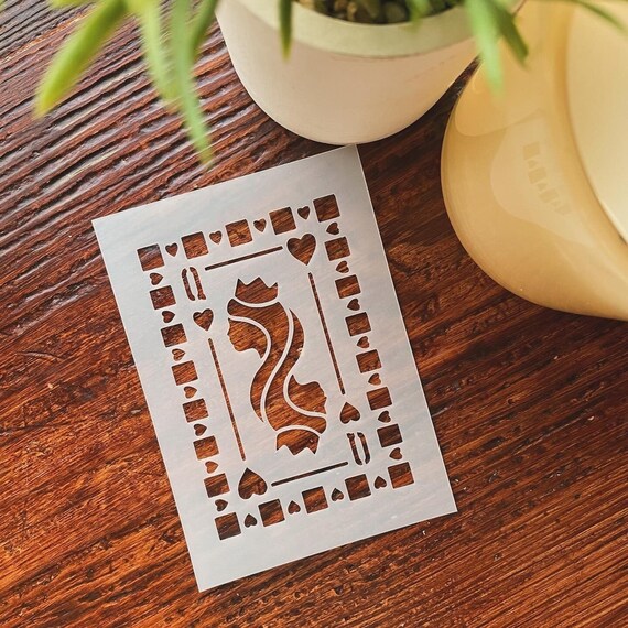 Queen of Hearts Stencil, Heart Stencil, Queen Stencil, Playing Card  Stencil, Journal Stencil, Assorted Sizes, Craft Stencil, Image Stencil