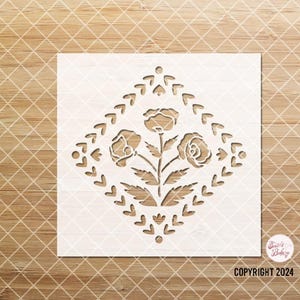 Poppy Stencil, Wildflower Stencils For Painting, Flower Stencil for Wood Signs, California Poppy Stencil, Reusable Floral Stencils, Reusable