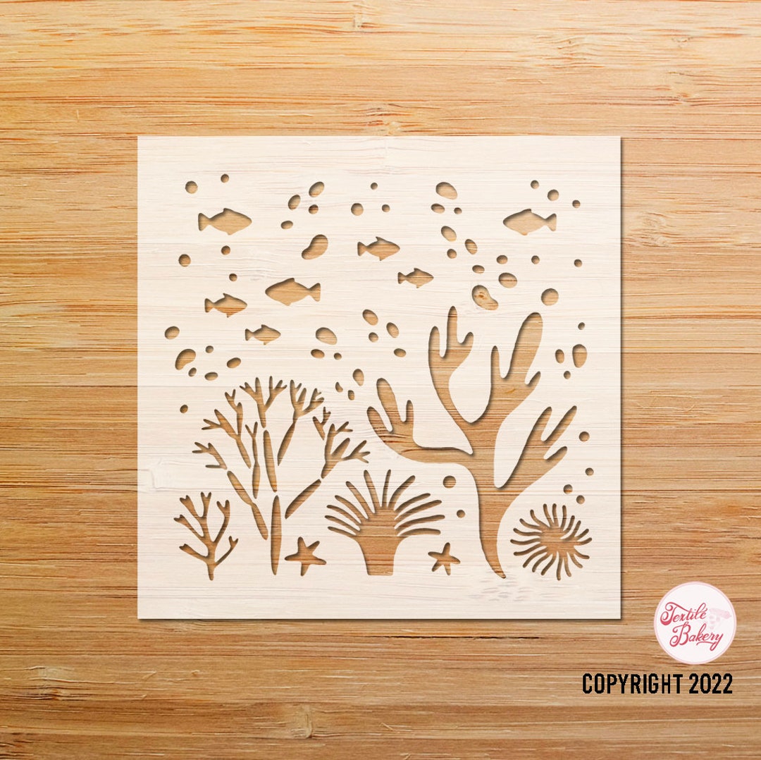 Ocean Stencil, Ocean Stencil, Cute Stencil, Underwater Stencil, Wall