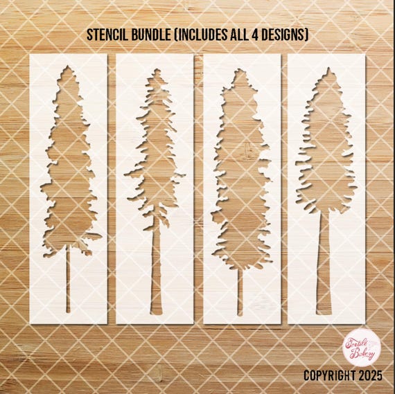 Redwood Tree Stencil Bundle, Fir Tree Stencil Bundle, Sequoia Tree Stencils, Evergreen Tree Stencil, Farm Trees Stencil, Tall Tree Stencil