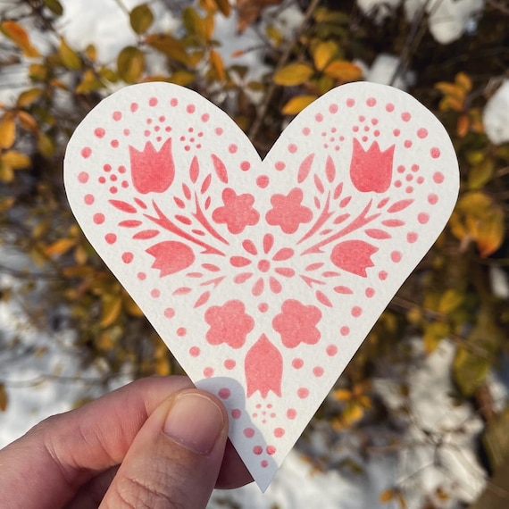 Valentine Stencil, Heart Stencil, Folk Art Heart Stencil, Heart Floral  Stencil, Journal Stencil, Assorted Sizes, Craft Stencil, DIY Stencil
