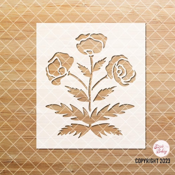 Poppy Stencil, Wildflower Stencils For Painting, Flower Stencil for Wood Signs, California Poppy Stencil, Reusable Floral Stencils, Reusable