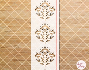 Folk Art Floral Stencil, Wildflower Stencils For Painting, Flower Stencil Repeatable, Floral Stencil, 4.5"W x 15"H
