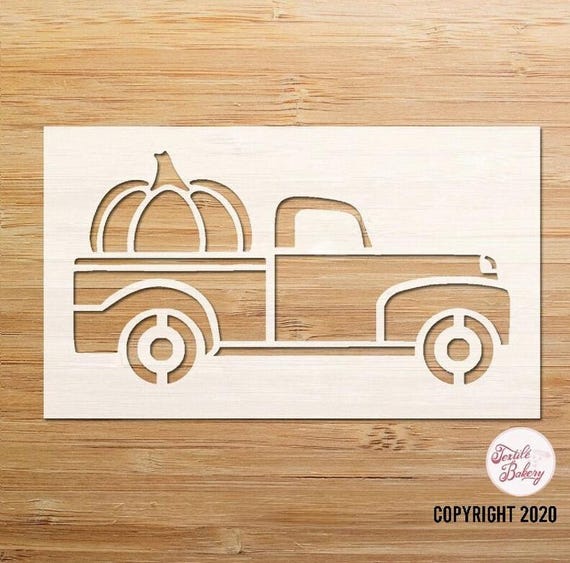 Pumpkin Truck Stencil, Red Truck Stencil, Fall Truck Stencil, Holiday Stencil, Fall Pumpkin Stencil, Reusable Stencil, Farm Truck Stencil