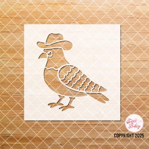 Cowboy Pigeon Stencil, Pigeon Stencil, Midwest Stencil, Bird Stencil, Cowboy Hat Stencil, Journal Stencil, Unique Stencil, Hand Drawn