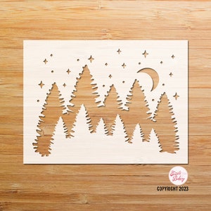 Pine Tree Stencil, Fir Tree Stencil, Forrest Stencil, Forest Stencil ...