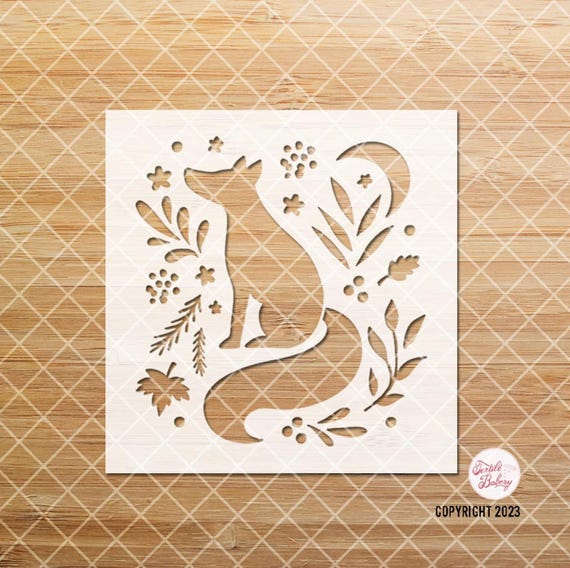 Fox Stencil, Fox Floral Stencil, Card-making Stencil, Animal Stencil, Reusable stencil, Craft stencil, DIY Stencil, Journal Stencil