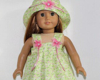 Pink & Yellow Sun Dress Skirt Fit For 18'' American Girl Doll Clothes Party New