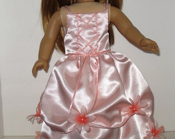 18" Doll Clothes fit American Girl Made for a Princess: Flower Gown Set PEACHY PINK