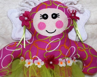 Oh So Huggable! FLOWER FAIRY, Silly Fabric Doll for Little Girls, Adorable Stuffed Toy for Toddlers...Bright Pink