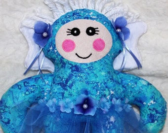 Oh So Huggable! FLOWER FAIRY, Silly Fabric Doll for Little Girls, Adorable Stuffed Toy for Toddlers...Turquoise Blue