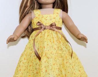 18" Doll Clothes fit American Girl 3-Tiered Summer Maxi Dress Peasant Sundress SWEET YELLOW