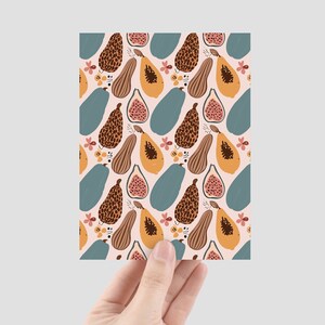 A5 Illustration de fruits minimaliste. Illustration pastel de papaye et de figue. Parfait pour exprimer sa gratitude.