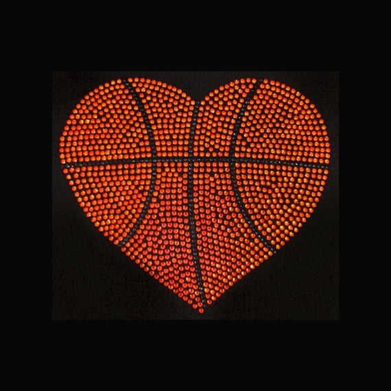 Basketball Basketball Heart Large 8x9 Rhinestone | Etsy