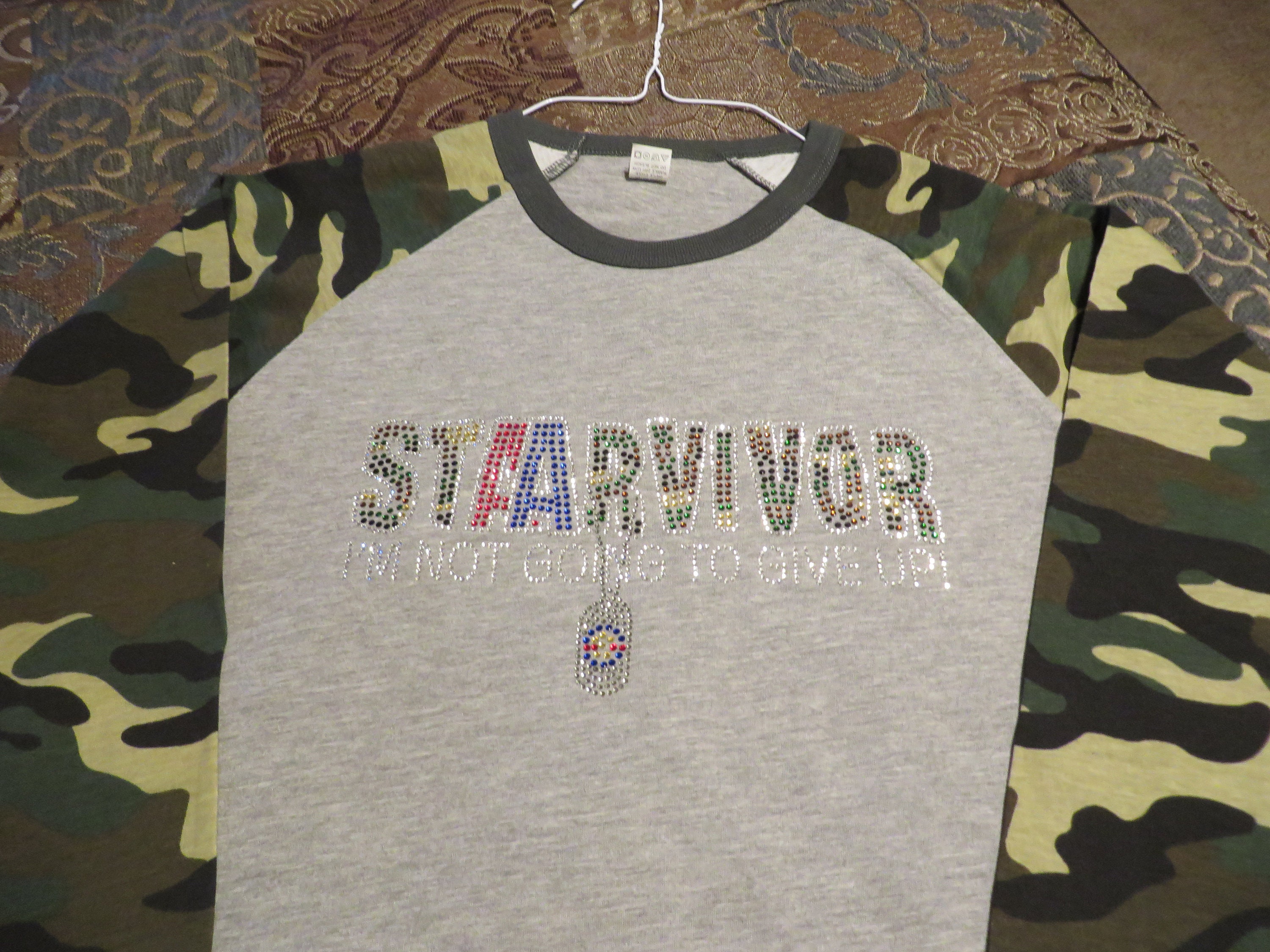 Education Staarvivor Shirt Raglan Camo Sleeves Rhinestone - Etsy