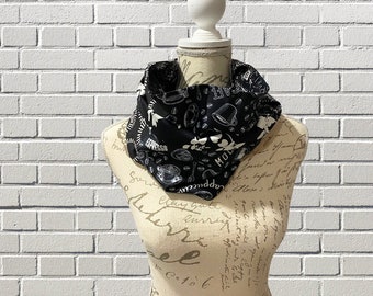 Infinity scarf, coffees, black, white