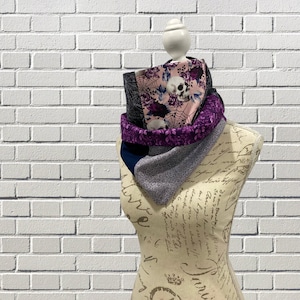 Infinity scarf, skulls, skulls, pink, purple, navy, flowers