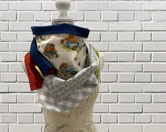 Foulard, camions, automne, gros boutons