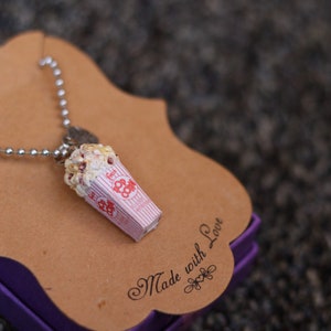 Popcorn necklace, movie necklace, fake food jewelry, food jewelry, popcorn earrings,