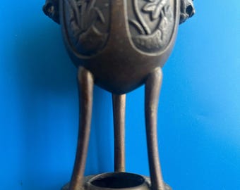 Antique Chinese Japanese Asian Bronze Incense Vessel