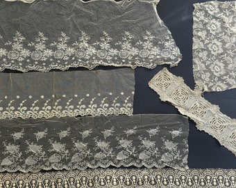 Antique Dainty Brussels Lace Trim Sewing Yardage (6) Sections