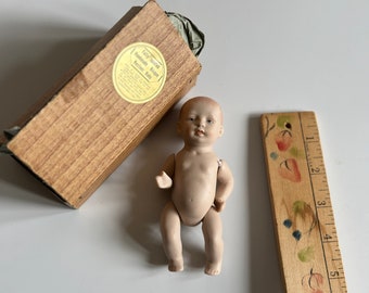 Vintage Shackman Kestner All Bisque 5" Baby Doll Mint in Box