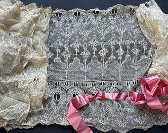 A+ Antique Lace Yardage French Doll Dress Trim Brussels ?  2 yds x 18" wide