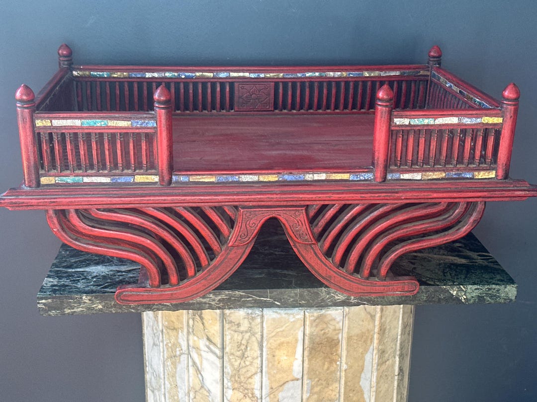 Antique Asian Chinese Howdah Carved Inlaid Elephant Wood Saddle Chair ...
