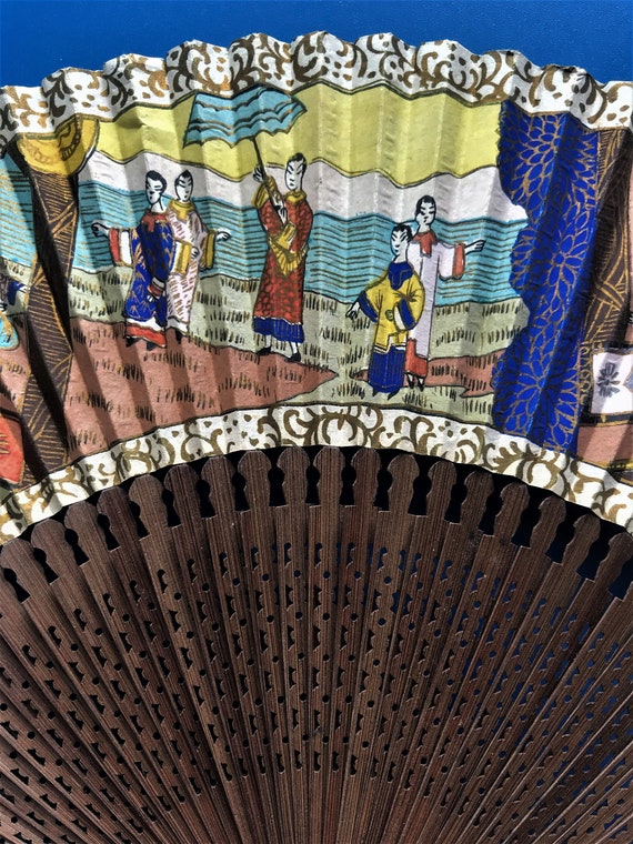 Chinese Asian Sandalwood Hand Fan - image 1