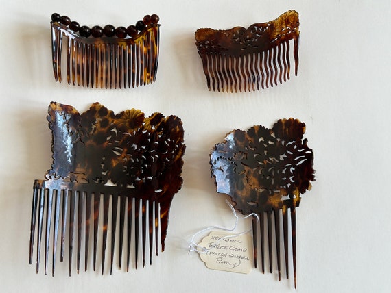 Old Tortoiseshell Hair Comb Lot (3) as found - image 4