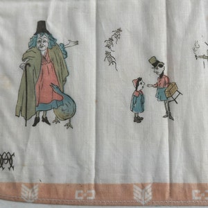 Antique Child&#39;s Handkerchief Nursery Rhyme Humpty Dumpty Mother Goose Hanky