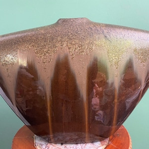 Mid Century Modern 17&quot; Pottery Ceramic Textured Glaze Large Vase 1950s