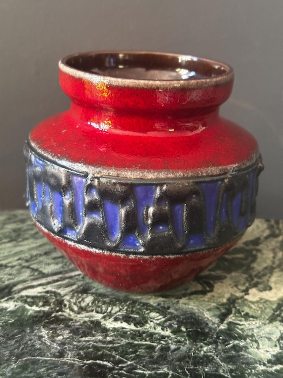 幾何学模様の現代アート陶器花瓶 ヴィンテージ デュムラー＆ブライデン 幾何学模様アート 陶器 花瓶