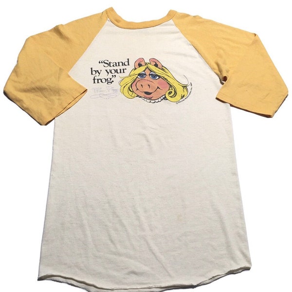 1980s MISS PIGGY MUPPETS  Stand By Your Frog Distressed Vintage Raglan Shirt // Size Medium