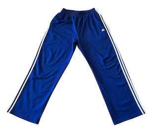 Vintage Adidas Track Pants Navy Blue White 3 Stripes Baggy Fit