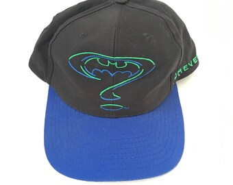 1995 BATMAN FOREVER RIDDLER Embroidered Logo Distressed Vintage Snapback Hat