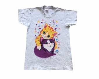 Jaren 1990 LISA FRANK CATS Single Stitch Vintage T Shirt / / Maat Jeugd Large (14-16)
